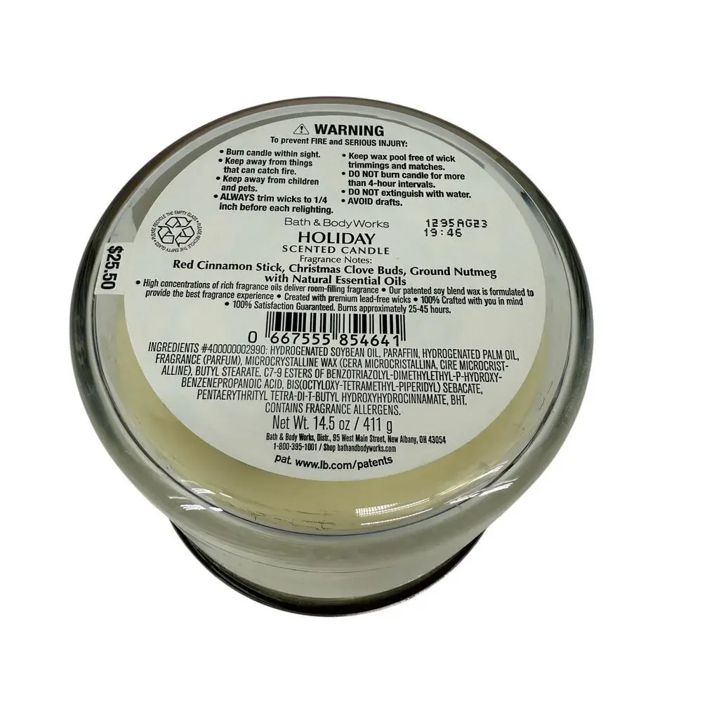 Bath & Body Works 3-Wick Candle‎ “Holiday” 14.5 oz - Picture 2 of 2